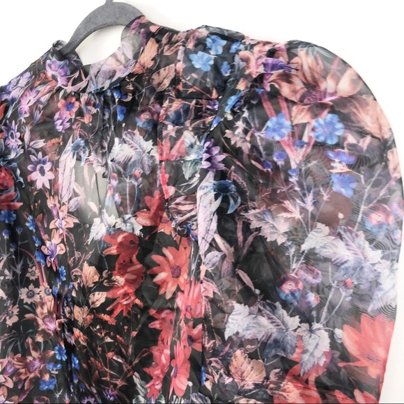 ANTHROPOLOGIE | MAEVE Floral Organza Puff Sleeve Blouse Women’s Size Medium - Picture 10 of 13